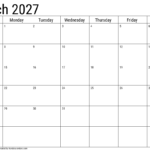 2027 march calendar