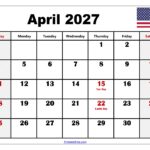 April 2027 Calendar with Holidays 12