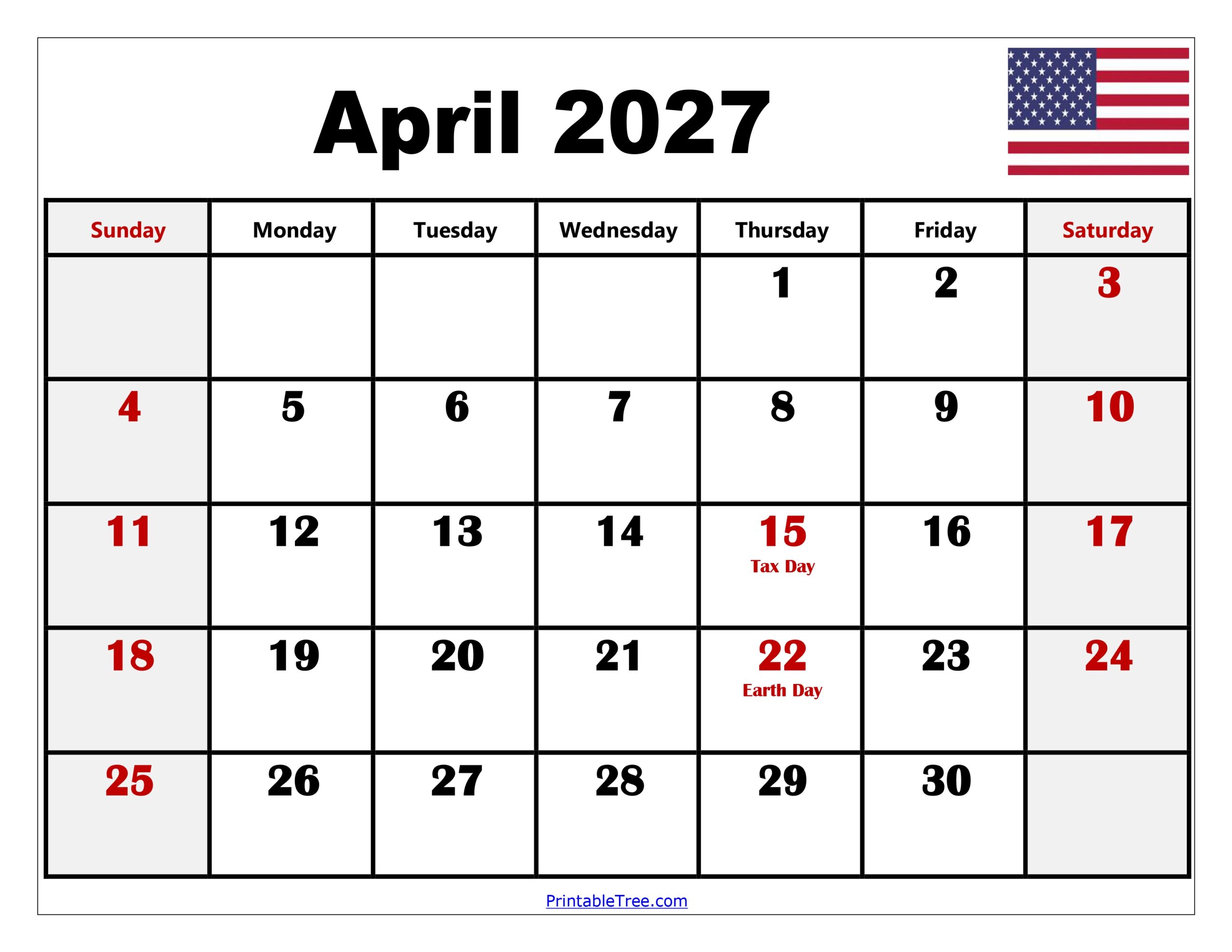 April 2027 Calendar with Holidays 5 scaled