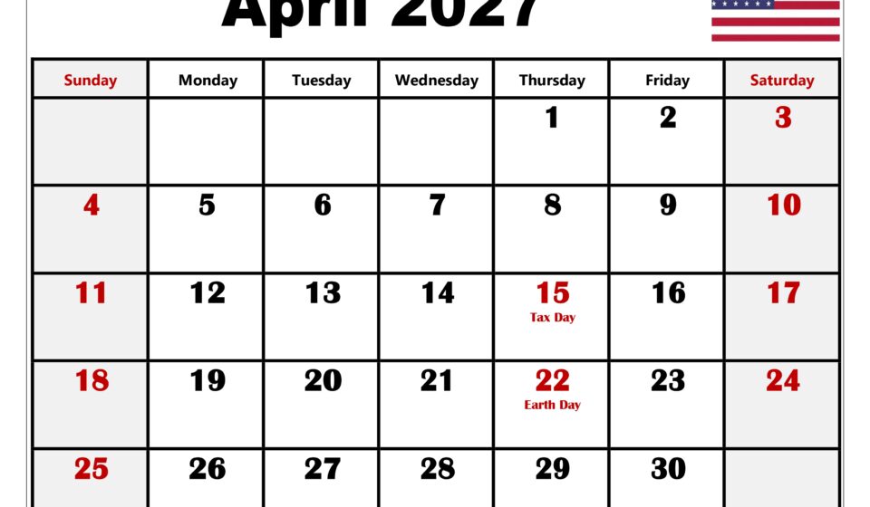 April 2027 Calendar with Holidays 9