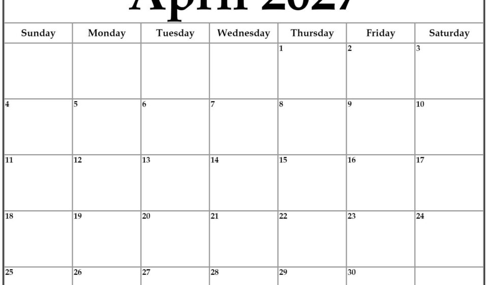 April 2027 calendar b3 12