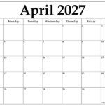 April 2027 calendar b3 18