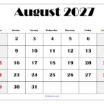 August 2027 Blank Printable Calendar 1