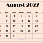 August 2027 Calendar with Light Pink 7