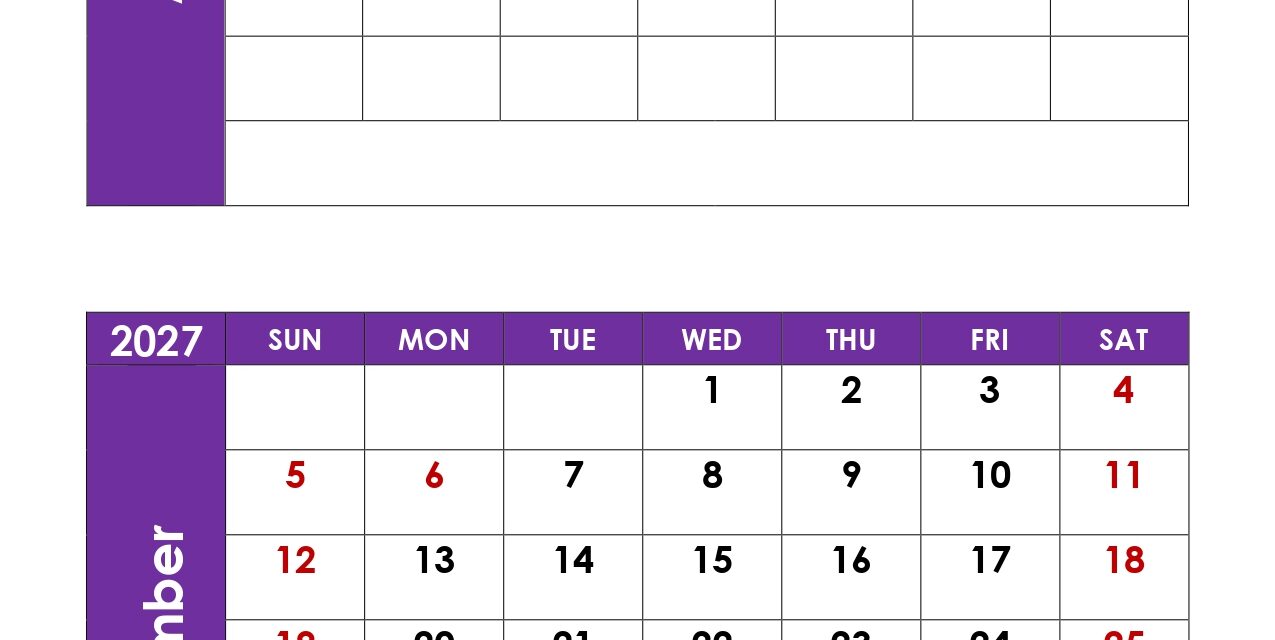 August and September 2027 Calendar with Holidays