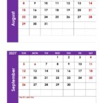 August and September 2027 Calendar with Holidays