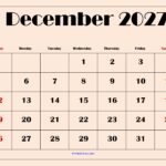 December 2027 Calendar with Light Pink 11