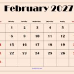 February 2027 Calendar with Light Pink 3