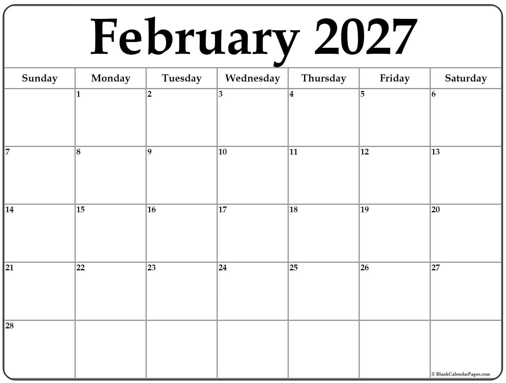 February 2027 calendar b3 42