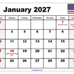 January 2027 Calendar with Holidays 3