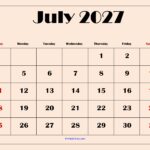 July 2027 Calendar with Light Pink 2