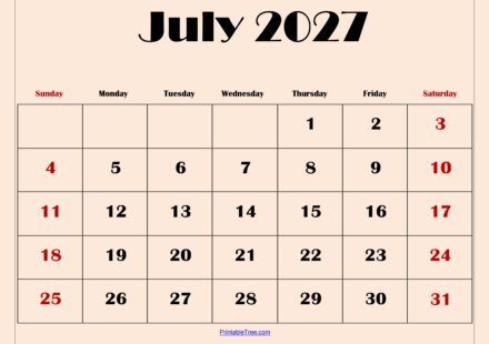 July 2027 Calendar with Light Pink 2