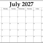 July 2027 calendar b3 8