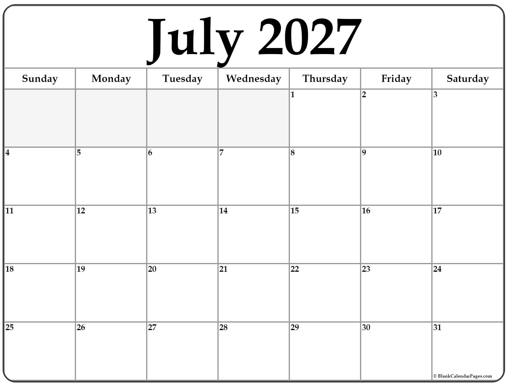 July 2027 calendar b4 2