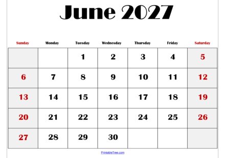 June 2027 Blank Printable Calendar 1