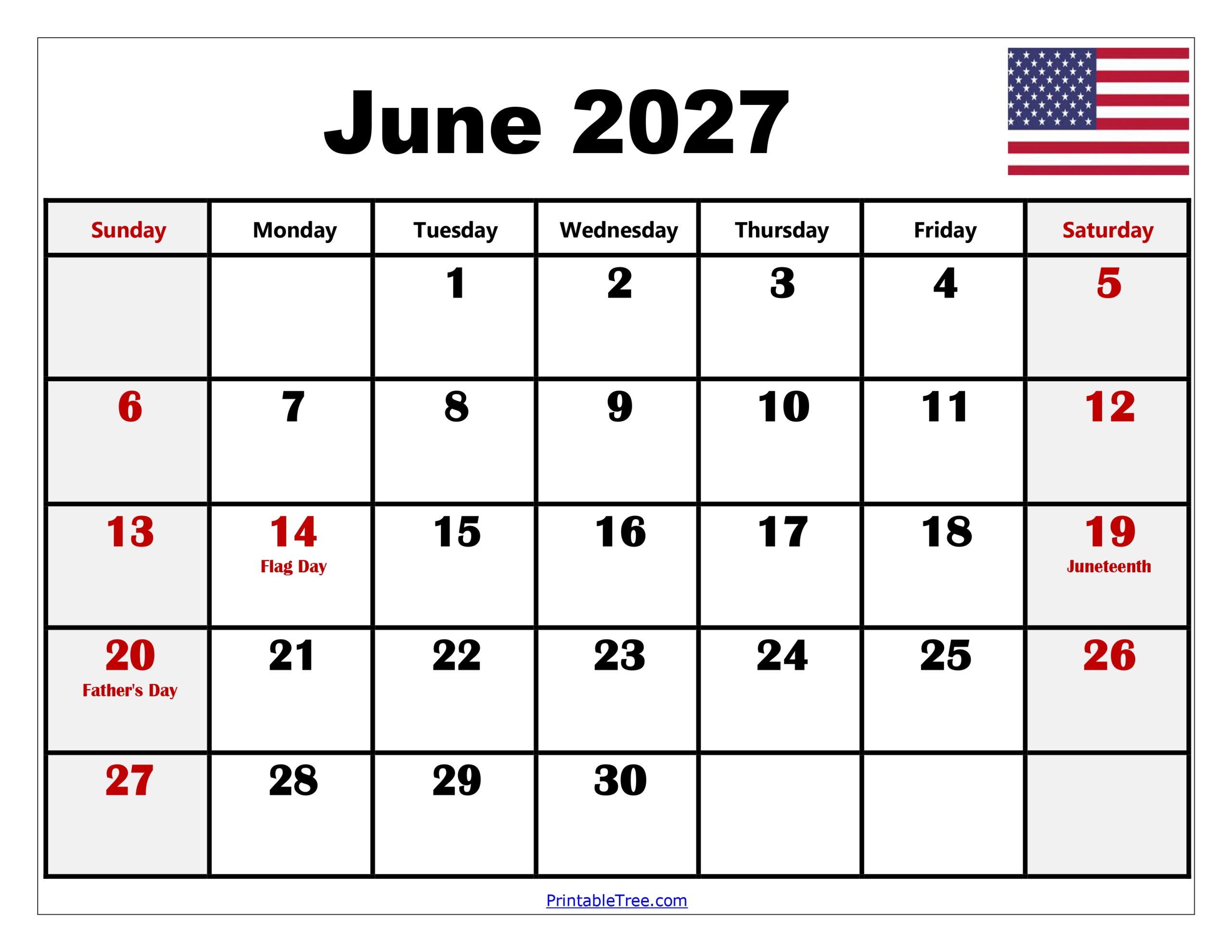 June 2027 Calendar with Holidays scaled