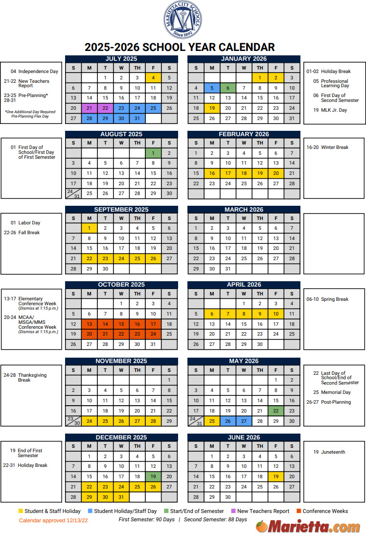 Marietta City School Calendar 2025 2026 v1