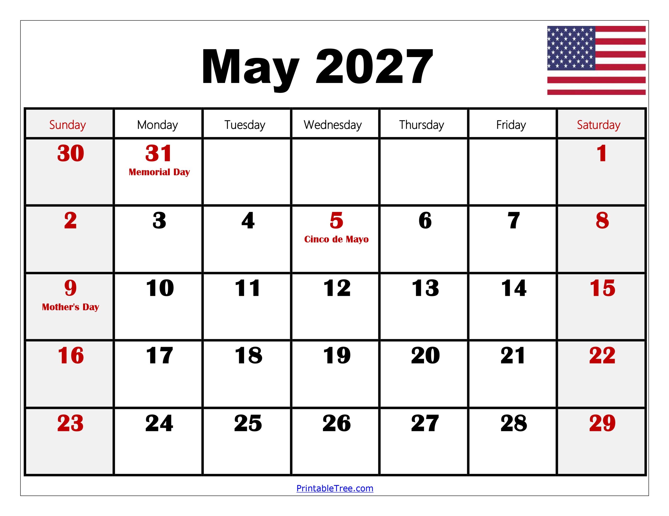 May 2027 Calendar with Holidays scaled 1