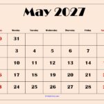 May 2027 Calendar with Light Pink 4