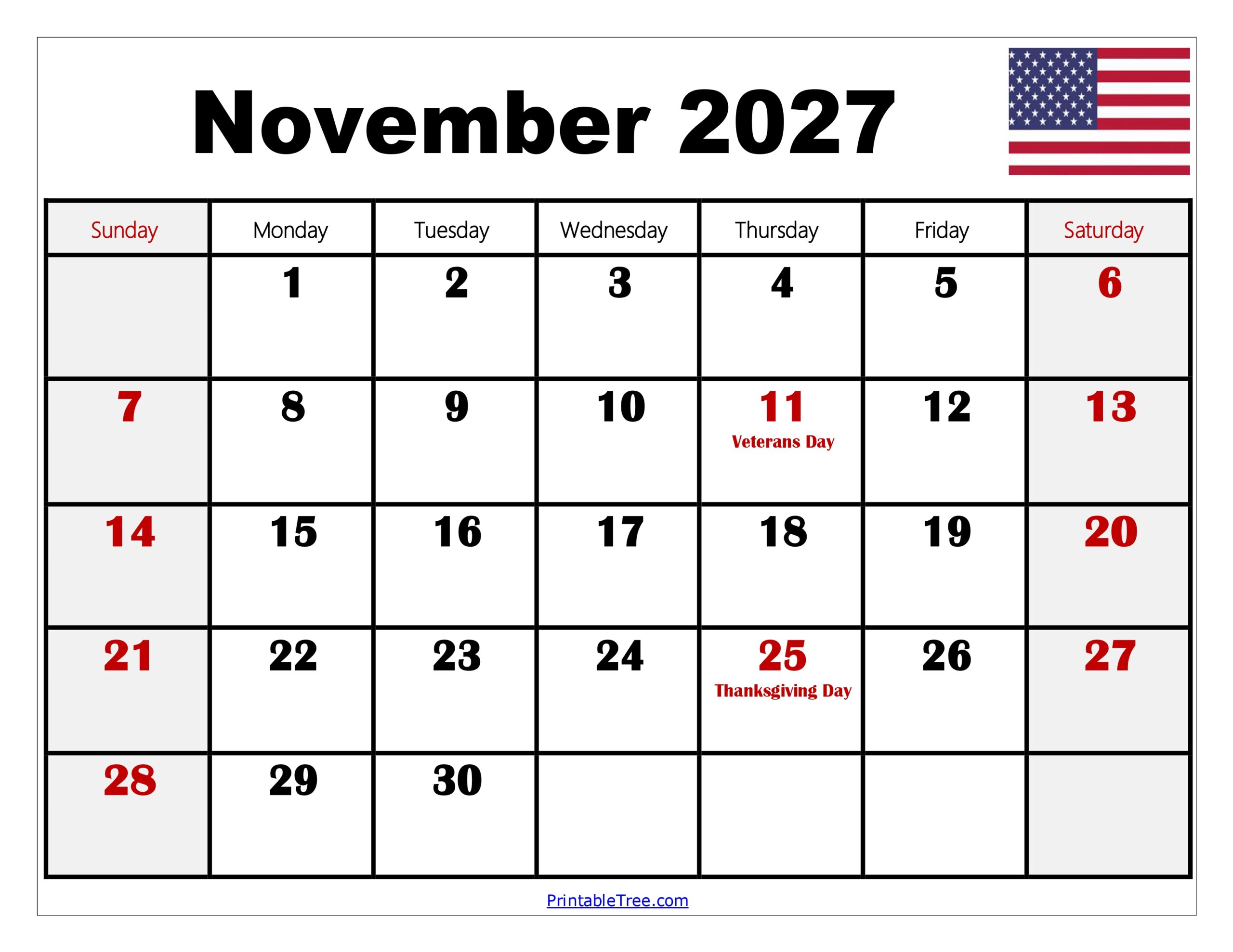 November 2027 Calendar with Holidays 3 scaled