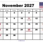 November 2027 Calendar with Holidays 5