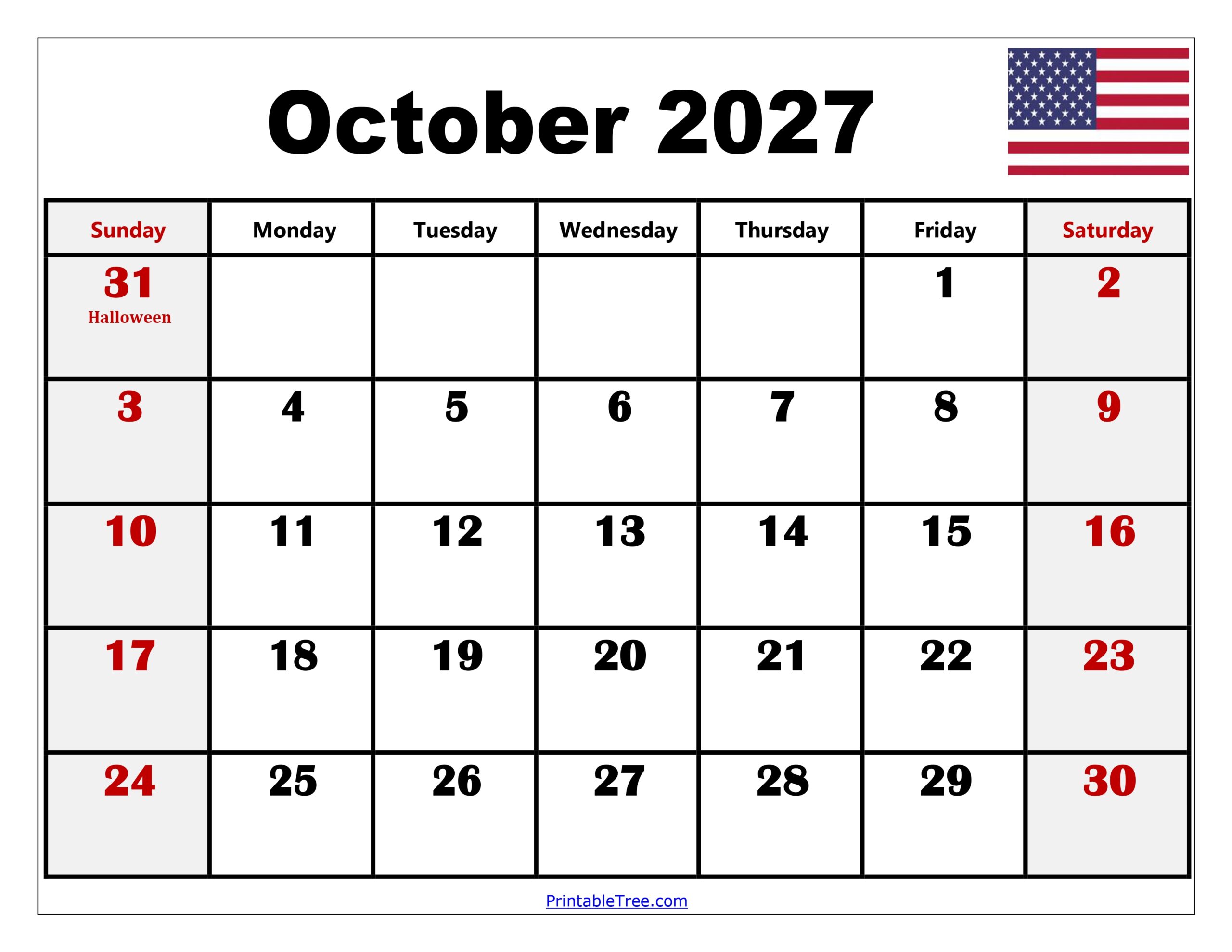 October 2027 Calendar with Holidays 9 scaled