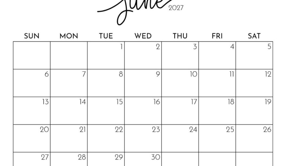 Printable June 2027 Calendar Style 1 1024x791 1