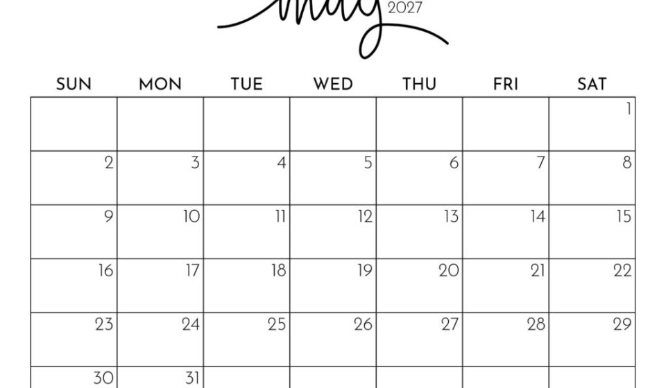 Printable May 2027 Calendar Style 1 1024x791 1