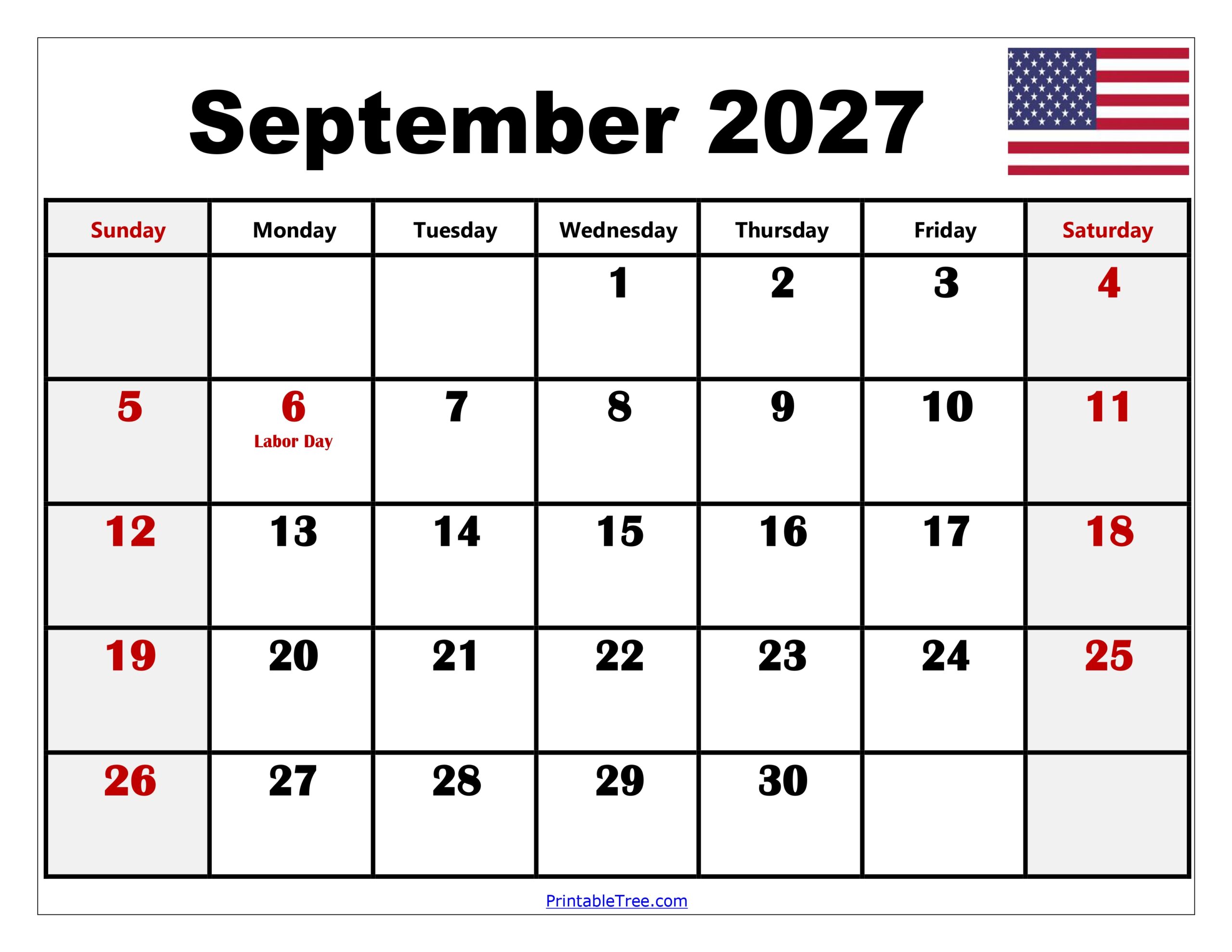 September 2027 Calendar with Holidays scaled