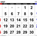 april 2027 calendar large numerals