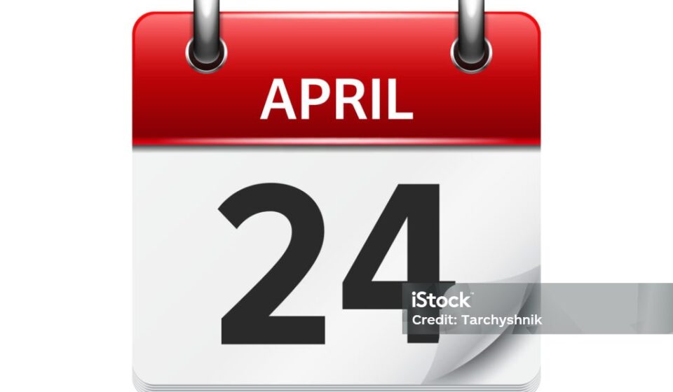 april 24 vector flat daily calendar icon date and time