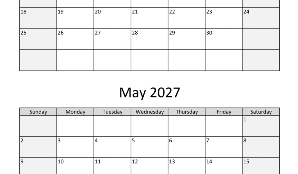 april may two months 2027 calendar vertical 2
