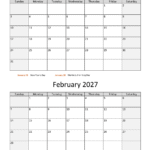 january february two months 2027 calendar vertical