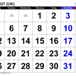 july 2027 calendar uk