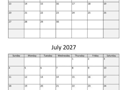 june july two months 2027 calendar vertical 2