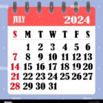 letter calendar for july 2024 the week begins on sunday time planning and schedule concept flat design removable calendar for the month vector i 2DDPGHJ