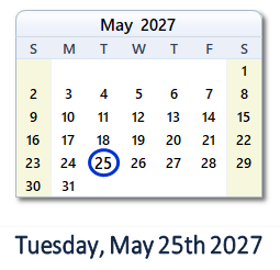 may 25 2027