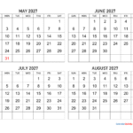 may august four months 2027 calendar