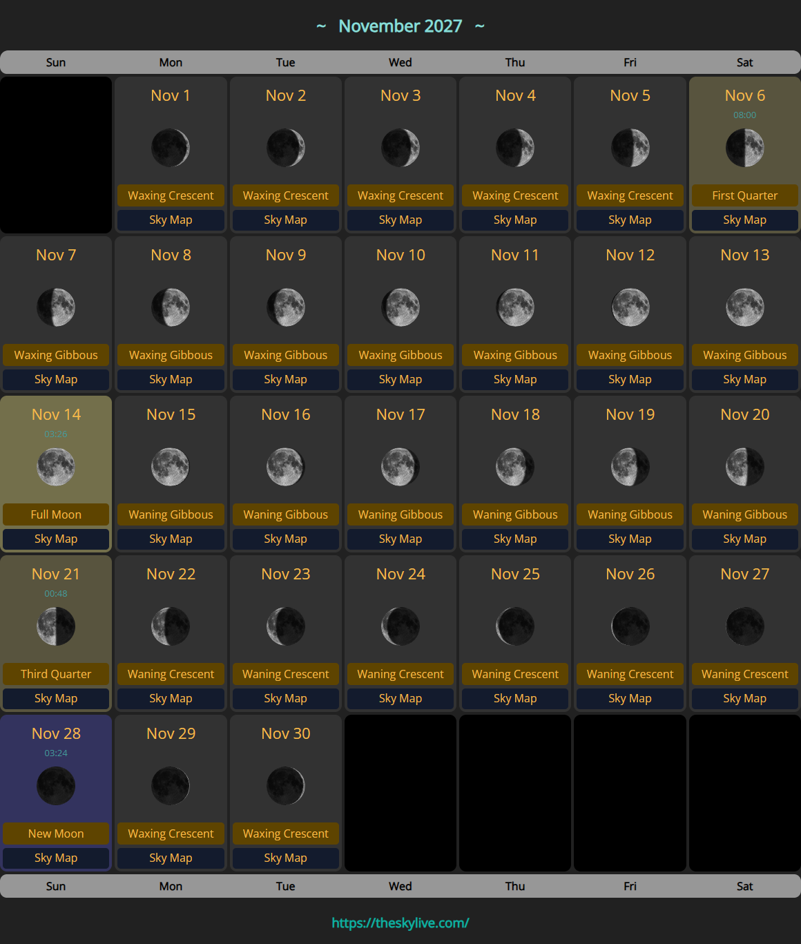 moon calendar 2027 11 1