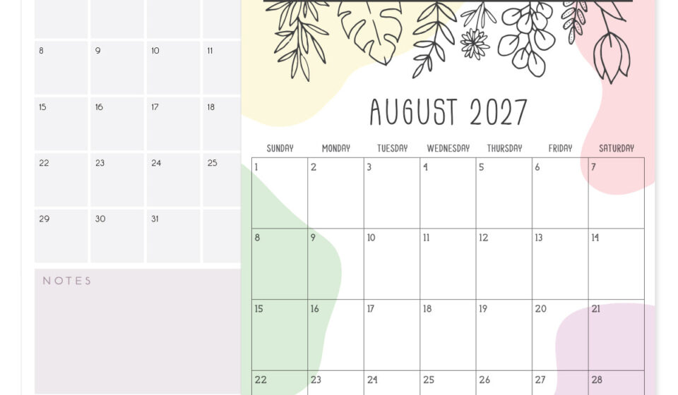 printable august 2027 calendar