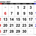 september 2027 calendar large numerals 3