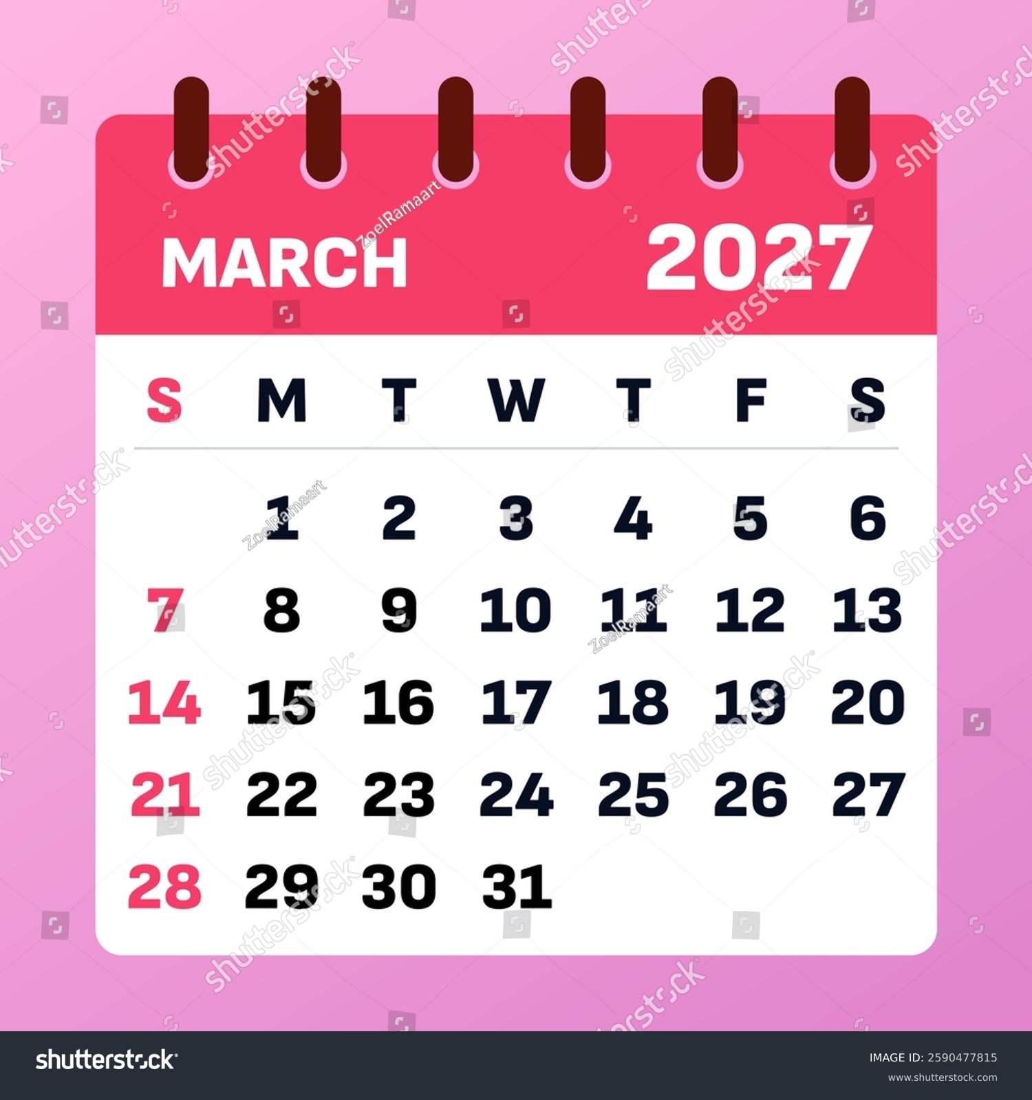 stock vector simple march calendar featuring a neat layout great for efficient planning scheduling and 2590477815 2